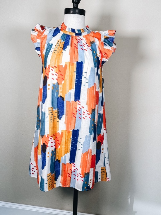THML Dresses & Skirts - THML Abstract Print Flutter Sleeve Swing Dress XS - D3
